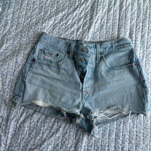 Levi's Light Blue Distressed Jean Shorts